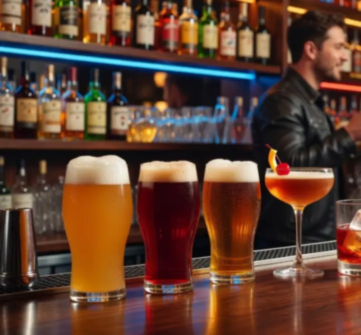 Bar z szerokim wyborem piw i kolorowych drinków